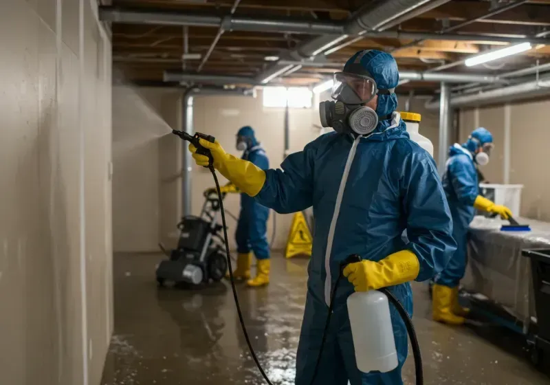 Basement Sanitization and Antimicrobial Treatment process in Oakwood, IL