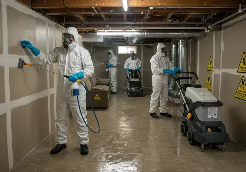 Basement Moisture Removal and Structural Drying process in Oakwood, IL